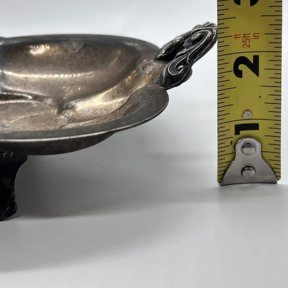 Vintage Silverplate Footed Serving Tray / Dish Unmarked Ornate Antique Style